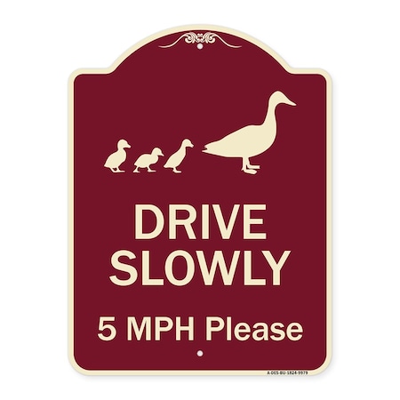 Signmission Designer Series-Drive Slowly 5 Mph Please W/ Duck & Ducklings Walking Grap, 24" x 18", BU-1824-9979 A-DES-BU-1824-9979